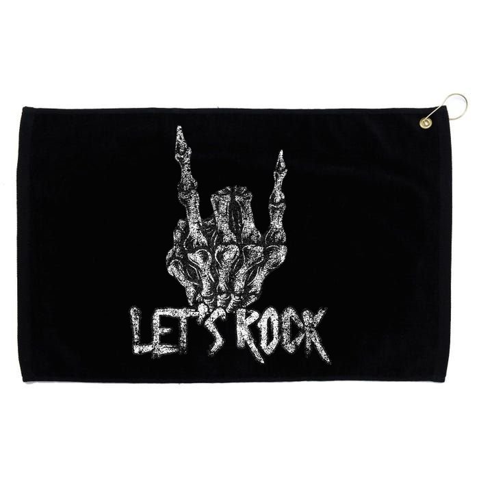 Lets Rock Band Rock And Roll Halloween Skeleton Hand Grommeted Golf Towel