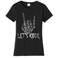 Lets Rock Band Rock And Roll Halloween Skeleton Hand Women's T-Shirt