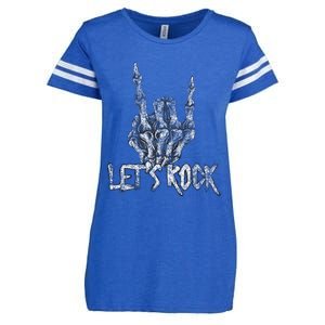 Lets Rock Band Rock And Roll Halloween Skeleton Hand Enza Ladies Jersey Football T-Shirt