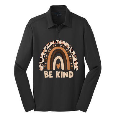 Leopard Rainbow Be Kind We Wear Orange For Unity Day Silk Touch Performance Long Sleeve Polo