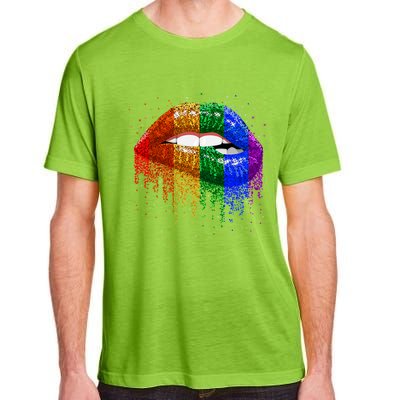 Lgbt Rainbow Bling Vintage Lips Pride Gay Bisexual Lesbian Gift Adult ChromaSoft Performance T-Shirt