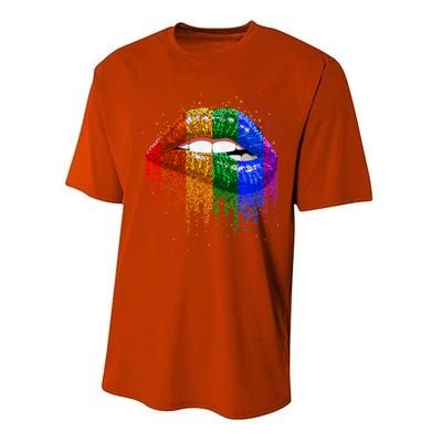 Lgbt Rainbow Bling Vintage Lips Pride Gay Bisexual Lesbian Gift Performance Sprint T-Shirt