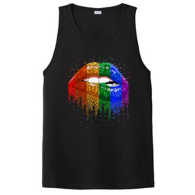 Lgbt Rainbow Bling Vintage Lips Pride Gay Bisexual Lesbian Gift PosiCharge Competitor Tank