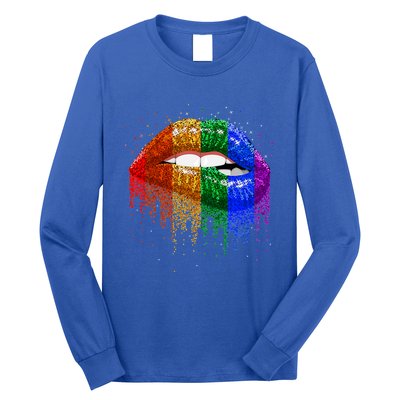 Lgbt Rainbow Bling Vintage Lips Pride Gay Bisexual Lesbian Gift Long Sleeve Shirt