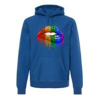 Lgbt Rainbow Bling Vintage Lips Pride Gay Bisexual Lesbian Gift Premium Hoodie