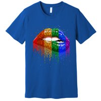 Lgbt Rainbow Bling Vintage Lips Pride Gay Bisexual Lesbian Gift Premium T-Shirt