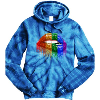 Lgbt Rainbow Bling Vintage Lips Pride Gay Bisexual Lesbian Gift Tie Dye Hoodie