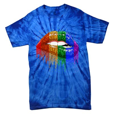 Lgbt Rainbow Bling Vintage Lips Pride Gay Bisexual Lesbian Gift Tie-Dye T-Shirt