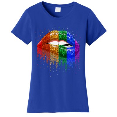 Lgbt Rainbow Bling Vintage Lips Pride Gay Bisexual Lesbian Gift Women's T-Shirt