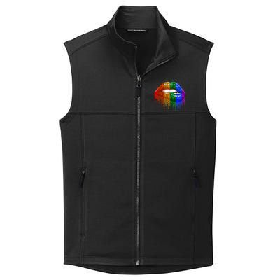 Lgbt Rainbow Bling Vintage Lips Pride Gay Bisexual Lesbian Gift Collective Smooth Fleece Vest