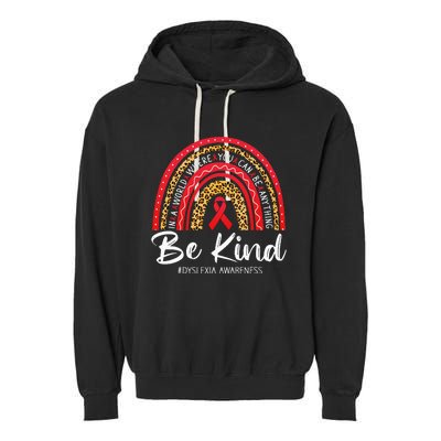 Leopard Rainbow Be Kind Red Ribbon Dyslexia Awareness Garment-Dyed Fleece Hoodie