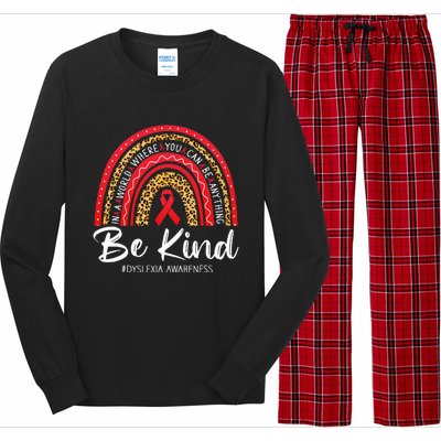 Leopard Rainbow Be Kind Red Ribbon Dyslexia Awareness Long Sleeve Pajama Set