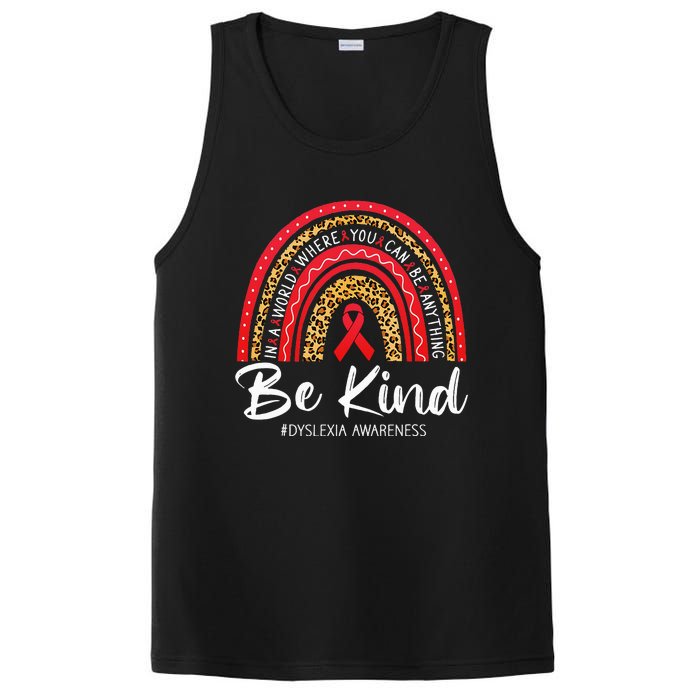 Leopard Rainbow Be Kind Red Ribbon Dyslexia Awareness PosiCharge Competitor Tank