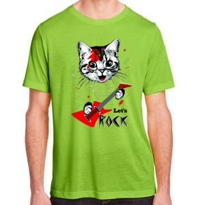 Lets Rock Cat Rock Band Guitar Rock And Roll Adult ChromaSoft Performance T-Shirt