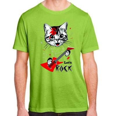 Lets Rock Cat Rock Band Guitar Rock And Roll Adult ChromaSoft Performance T-Shirt