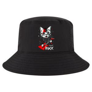 Lets Rock Cat Rock Band Guitar Rock And Roll Cool Comfort Performance Bucket Hat