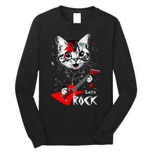 Lets Rock Cat Rock Band Guitar Rock And Roll Long Sleeve Shirt