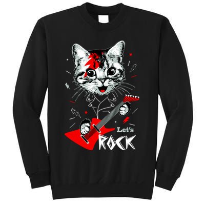 Lets Rock Cat Rock Band Guitar Rock And Roll Sweatshirt