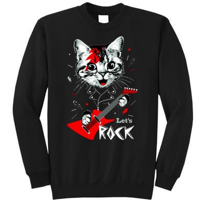 Lets Rock Cat Rock Band Guitar Rock And Roll Sweatshirt