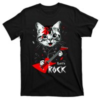 Lets Rock Cat Rock Band Guitar Rock And Roll T-Shirt