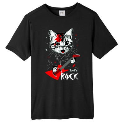 Lets Rock Cat Rock Band Guitar Rock And Roll Tall Fusion ChromaSoft Performance T-Shirt