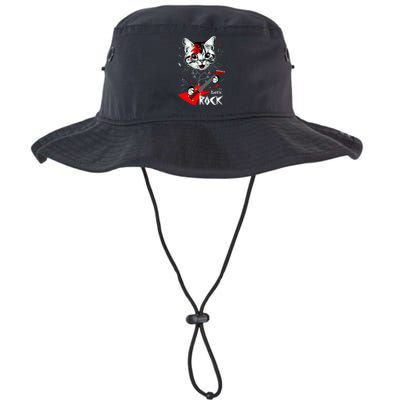 Lets Rock Cat Rock Band Guitar Rock And Roll Legacy Cool Fit Booney Bucket Hat