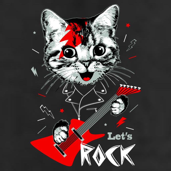 Lets Rock Cat Rock Band Guitar Rock And Roll 11oz C Handle Ceramic Mug