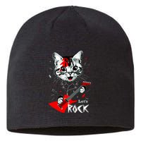 Lets Rock Cat Rock Band Guitar Rock And Roll Sustainable Beanie