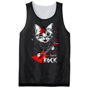 Lets Rock Cat Rock Band Guitar Rock And Roll Mesh Reversible Basketball Jersey Tank