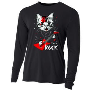 Lets Rock Cat Rock Band Guitar Rock And Roll Cooling Performance Long Sleeve Crew