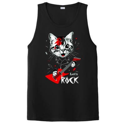 Lets Rock Cat Rock Band Guitar Rock And Roll PosiCharge Competitor Tank