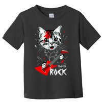 Lets Rock Cat Rock Band Guitar Rock And Roll Toddler T-Shirt