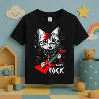 Lets Rock Cat Rock Band Guitar Rock And Roll Toddler T-Shirt