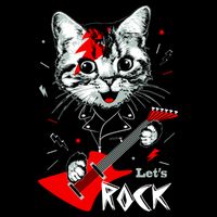 Lets Rock Cat Rock Band Guitar Rock And Roll Toddler T-Shirt