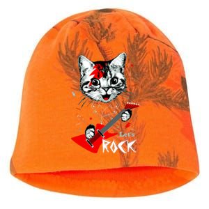 Lets Rock Cat Rock Band Guitar Rock And Roll Kati - Camo Knit Beanie