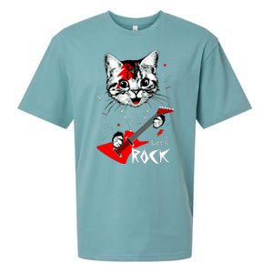 Lets Rock Cat Rock Band Guitar Rock And Roll Sueded Cloud Jersey T-Shirt