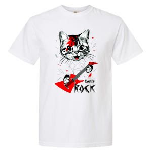 Lets Rock Cat Rock Band Guitar Rock And Roll Garment-Dyed Heavyweight T-Shirt