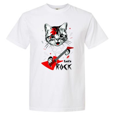 Lets Rock Cat Rock Band Guitar Rock And Roll Garment-Dyed Heavyweight T-Shirt