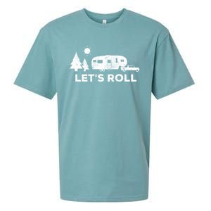 Let's Roll Camping Gift Camper 5th Wheel Rv Vacation Gift Cute Gift Sueded Cloud Jersey T-Shirt