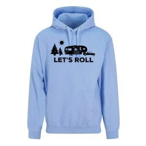 Let's Roll Camping Gift Camper 5th Wheel Rv Vacation Gift Cute Gift Unisex Surf Hoodie