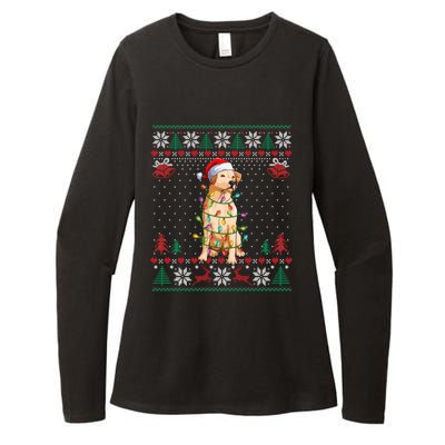 Labrador Retriever Christmas Lights Santa Hat Merry Xmas Gift Womens CVC Long Sleeve Shirt