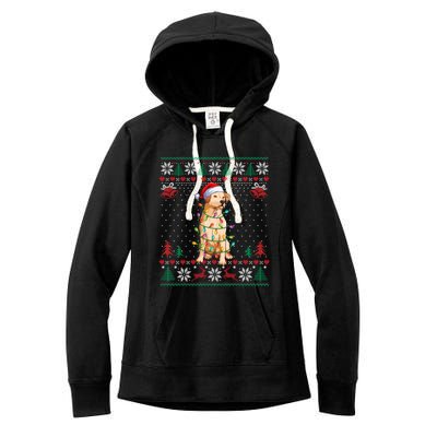 Labrador Retriever Christmas Lights Santa Hat Merry Xmas Gift Women's Fleece Hoodie