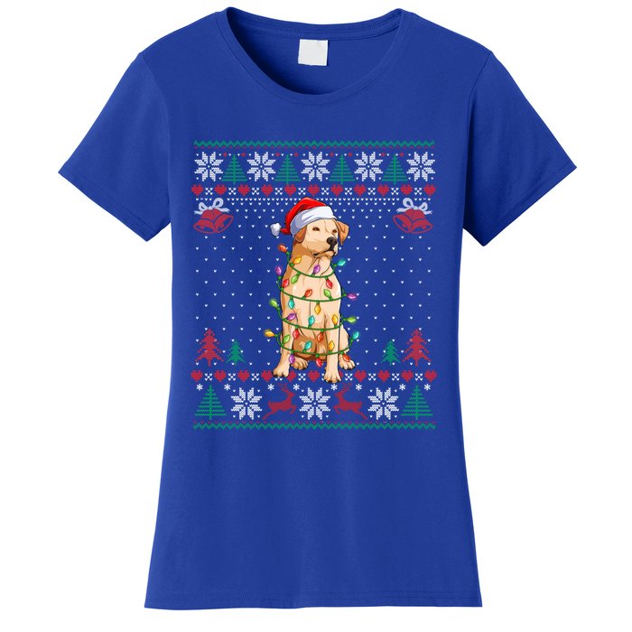 Labrador Retriever Christmas Lights Santa Hat Merry Xmas Gift Women's T-Shirt