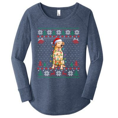 Labrador Retriever Christmas Lights Santa Hat Merry Xmas Gift Women's Perfect Tri Tunic Long Sleeve Shirt