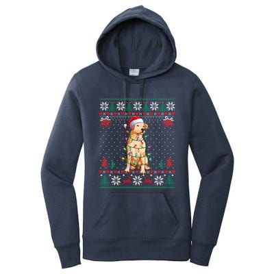 Labrador Retriever Christmas Lights Santa Hat Merry Xmas Gift Women's Pullover Hoodie