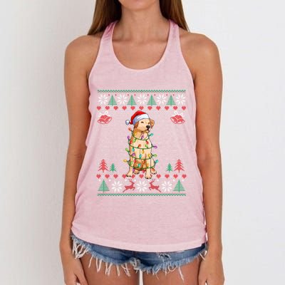 Labrador Retriever Christmas Lights Santa Hat Merry Xmas Gift Women's Knotted Racerback Tank