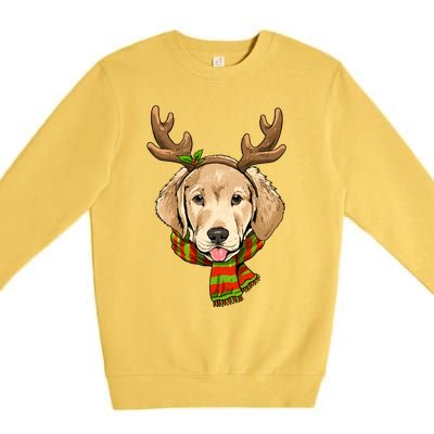 Labrador Retriever Christmas Reindeer Antlers Dog Xmas Gift Premium Crewneck Sweatshirt