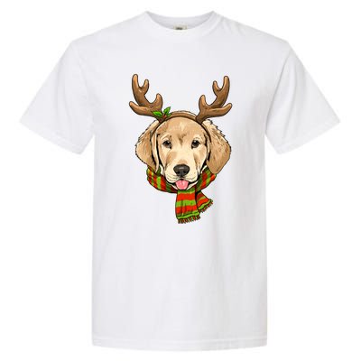 Labrador Retriever Christmas Reindeer Antlers Dog Xmas Gift Garment-Dyed Heavyweight T-Shirt