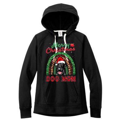 Labrador Retriever Christmas Santa Dog Mom Boho Rainbow Xmas Gift Women's Fleece Hoodie