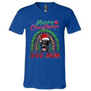 Labrador Retriever Christmas Santa Dog Mom Boho Rainbow Xmas Gift V-Neck T-Shirt